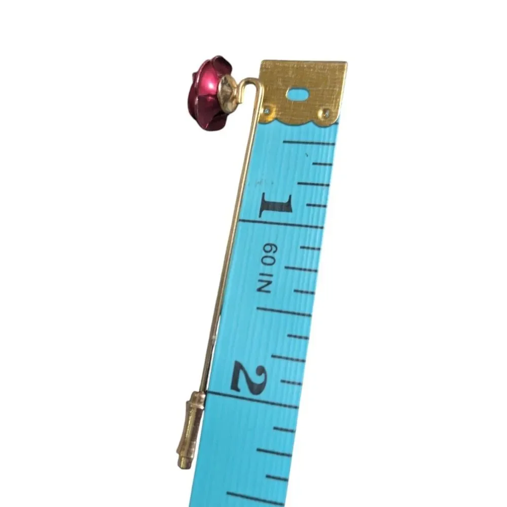 Vintage Pink Rose Stick Pin Brooch, Gold Tone Lapel Pin, Floral Hat Pin